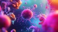 A vibrant, abstract representation of microscopic life forms in a colorful environment Royalty Free Stock Photo