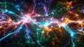 Colorful Neural Network Visualization with Glowing Connections and Deep Learning Concepts Royalty Free Stock Photo
