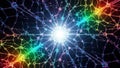 Vibrant Rainbow Neural Network Abstract with Bright Central Light and Dark Background science technology Royalty Free Stock Photo