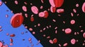 Abstract Red and Pink Blood Cells Floating on a Blue and Black Background Royalty Free Stock Photo