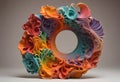 Vibrant Abstract Sculpture, Colorful Display of Organic Growth and Spiral Shapes, Generative AI