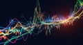 Vibrant abstract sound waveforms displaying colorful energy and digital data flow Royalty Free Stock Photo