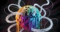 Melting Abstract Sphere with Neural Network Connections Royalty Free Stock Photo