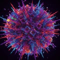 A vibrant, abstract sphere composed of sharp, irregular crystal-like spikes and