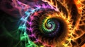 Vibrant abstract spiral design with colorful light trails creating a mesmerizing visual effect, showcasing dynamic movement and Royalty Free Stock Photo