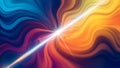 Vibrant abstract swirling energy burst with bright light beam in cool blue to warm orange gradient Royalty Free Stock Photo