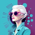 Barbara Avatar: Chic Illustration Of A Gray-haired Girl With Aviator Sunglasses