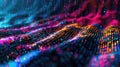 Vibrant abstract visualization of binary code streams merging into visual colorful patterns. Big data visualization Royalty Free Stock Photo