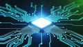 Glowing CPU Core with Digital Circuitry Royalty Free Stock Photo
