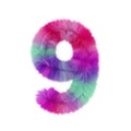 Vibrant abstract watercolor number nine with fluffy texture and gradient colors Royalty Free Stock Photo