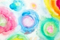 Vibrant Abstract Watercolour Rainbow Circles On White Background