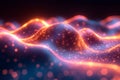 Vibrant Abstract Waveforms with Glowing Particles for Digital Art Generative AI Royalty Free Stock Photo