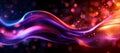 Vibrant abstract waves in blue purple and pink with glowing bokeh effects create mesmerizing visual experience dynamic colors