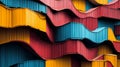Vibrant Abstract Waves Colorful Container Forms Creating a Dynamic Background Design Royalty Free Stock Photo