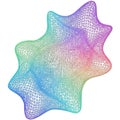Vibrant, abstract wireframe structure with gradient colors isolated on white background Royalty Free Stock Photo