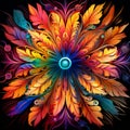 Vibrant Aerial Kaleidoscope with Feathers