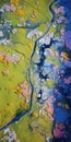 Vibrant Aerial Shot Of Blooming Marsh Land: Tranquil And Colorful