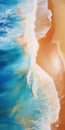 Vibrant Aerial View Of Aquamarine And Amber Beach With Photorealistic Waves Royalty Free Stock Photo