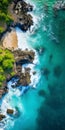 Vibrant Aerial View Of Balinese Style Rocky Beach