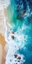 Vibrant Aerial View Of Rocky Beach And Ocean Waves