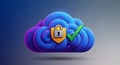 Verified Cloud Security Shield Icon for Data Protection: Illustrating digital safety for online users. Royalty Free Stock Photo