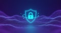 Glowing Cybersecurity Shield Icon Providing Ultimate Digital Protection for Businesses and Data Security Royalty Free Stock Photo