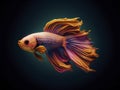 Vibrant AI-generated underwater art with hyper-realistic sci-fi style, realistic fish portraits, saturated colors, light crimson &