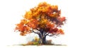 Vibrant AI generator illustration of tree with autumn colors