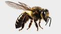 Vibrant AI generator illustration of very realistic bee isolated in white background