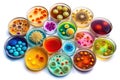 Vibrant AIGenerated Visualization of Petri Dish Bacterial Colonies A Stunning Macro View of Microbiological Growth for Royalty Free Stock Photo
