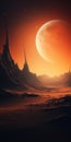 Vibrant Alien Landscape At Orange Sunset - High Detailed Uhd Image