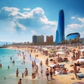 Vibrant and Alluring Barcelona Beach Scene Royalty Free Stock Photo
