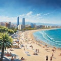 Vibrant and Alluring Barcelona Beach Scene Royalty Free Stock Photo