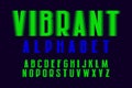 Vibrant alphabet. Lime green shades artistic font. Isolated english alphabet