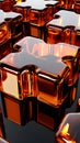 Vibrant amber glass cubes with reflections Royalty Free Stock Photo