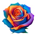 Vibrant American Beauty Rose Illustrations: Blue, Orange, Violet Bloom.