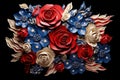 Vibrant american flag floral. Generate Ai