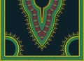 Vibrant ancient intricate neckline pattern for African dashiki shirt