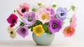 Vibrant Anemones In A Colorized Vase: A Bold And Polished Cottagecore Delight