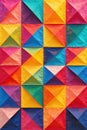 A vibrant arrangement of colorful triangular facets creating a dynamic and energetic visual pattern of interwoven hues and light. Royalty Free Stock Photo