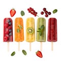 Colorful fruit popsicles with embedded fresh fruits Royalty Free Stock Photo