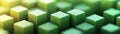 Green geometric blocks in a gradient background of soft light Royalty Free Stock Photo
