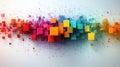 Vibrant Array of Abstract Colorful Cubes on Light Background: Dynamic Geometric Shapes Showcasing Modern Artistic Design