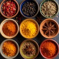 Vibrant Array of Aromatic Spices and Herbs Royalty Free Stock Photo