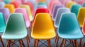 Colorful chairs arranged in a row Royalty Free Stock Photo