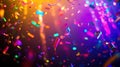 Colorful Confetti Falling at Festive Party Event at Night Royalty Free Stock Photo