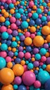 Vibrant array of colorful 3D spheres forming a dynamic abstract background
