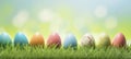 Colorful Decorated Easter Eggs on Fresh Spring Grass Royalty Free Stock Photo