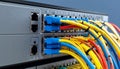 Data Center Network Hub with Ethernet Cables Royalty Free Stock Photo