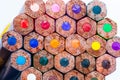 A Vibrant Array of Colorful Pencils in a Close-Up Shot. A close up of a bunch of colored pencils Royalty Free Stock Photo